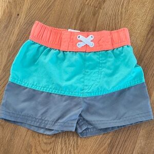 Cat & Jack Teal and Gray Kids Shorts with Orange Waistband